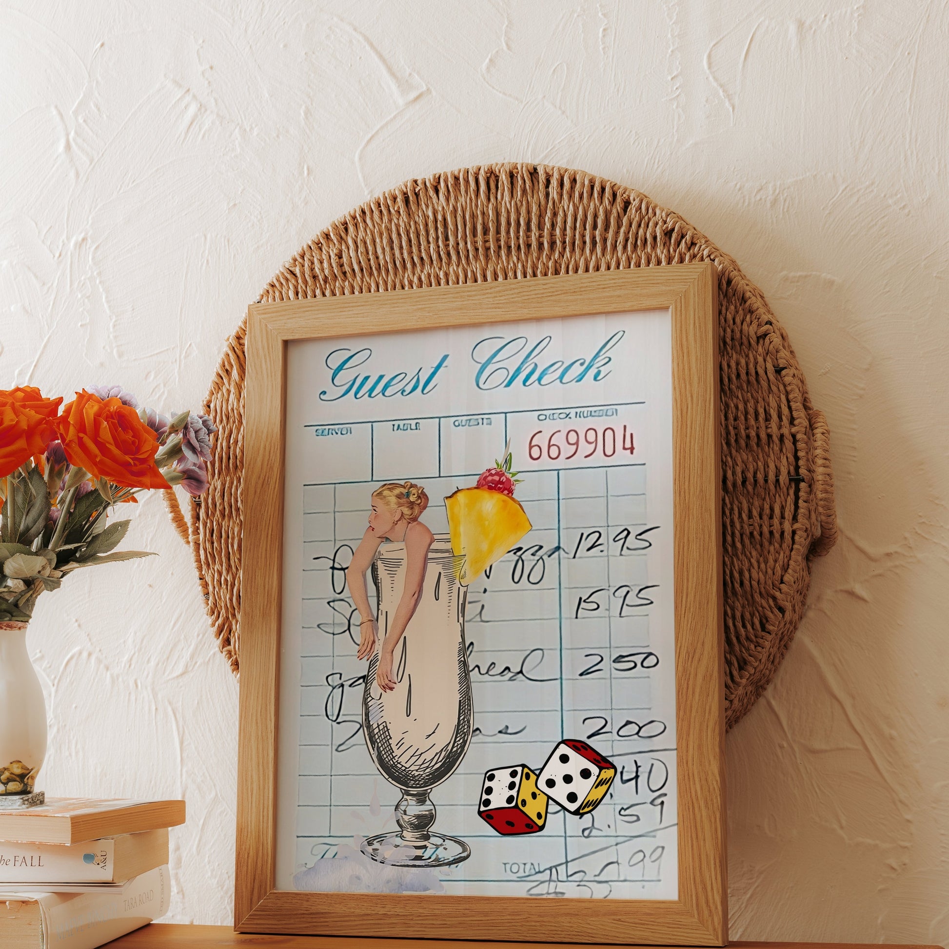 Premium Poster of Retro Cocktail Guest Check Art Collage Posters