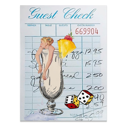 Premium Poster of Retro Cocktail Guest Check Art Collage Posters