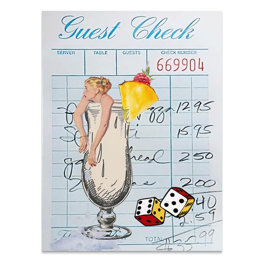 Premium Poster of Retro Cocktail Guest Check Art Collage Posters