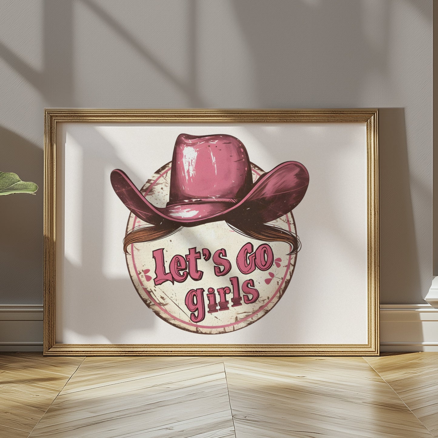 Premium Poster of Retro Cowgirl Hat Let's Go Girls Inspirational Posters