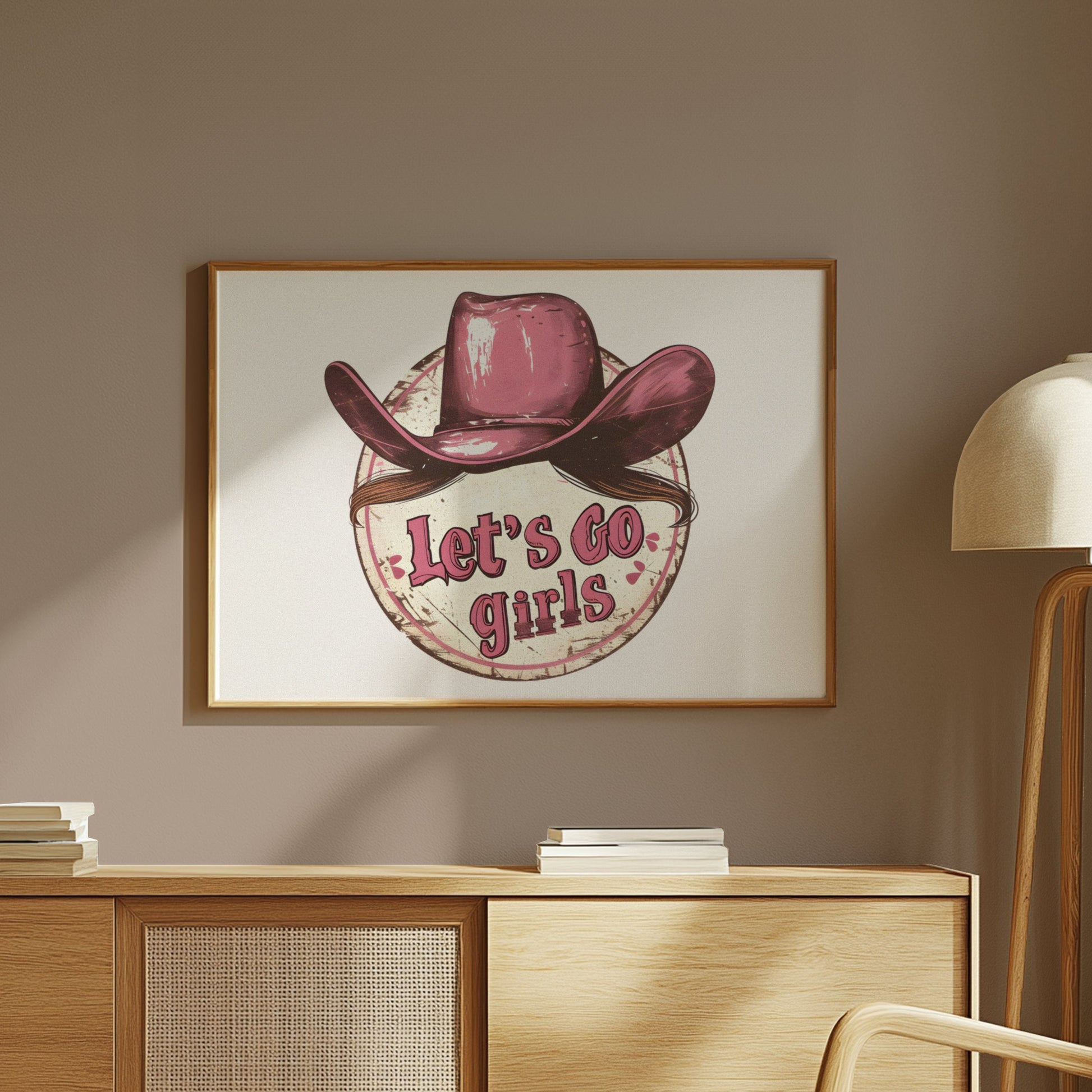 Premium Poster of Retro Cowgirl Hat Let's Go Girls Inspirational Posters