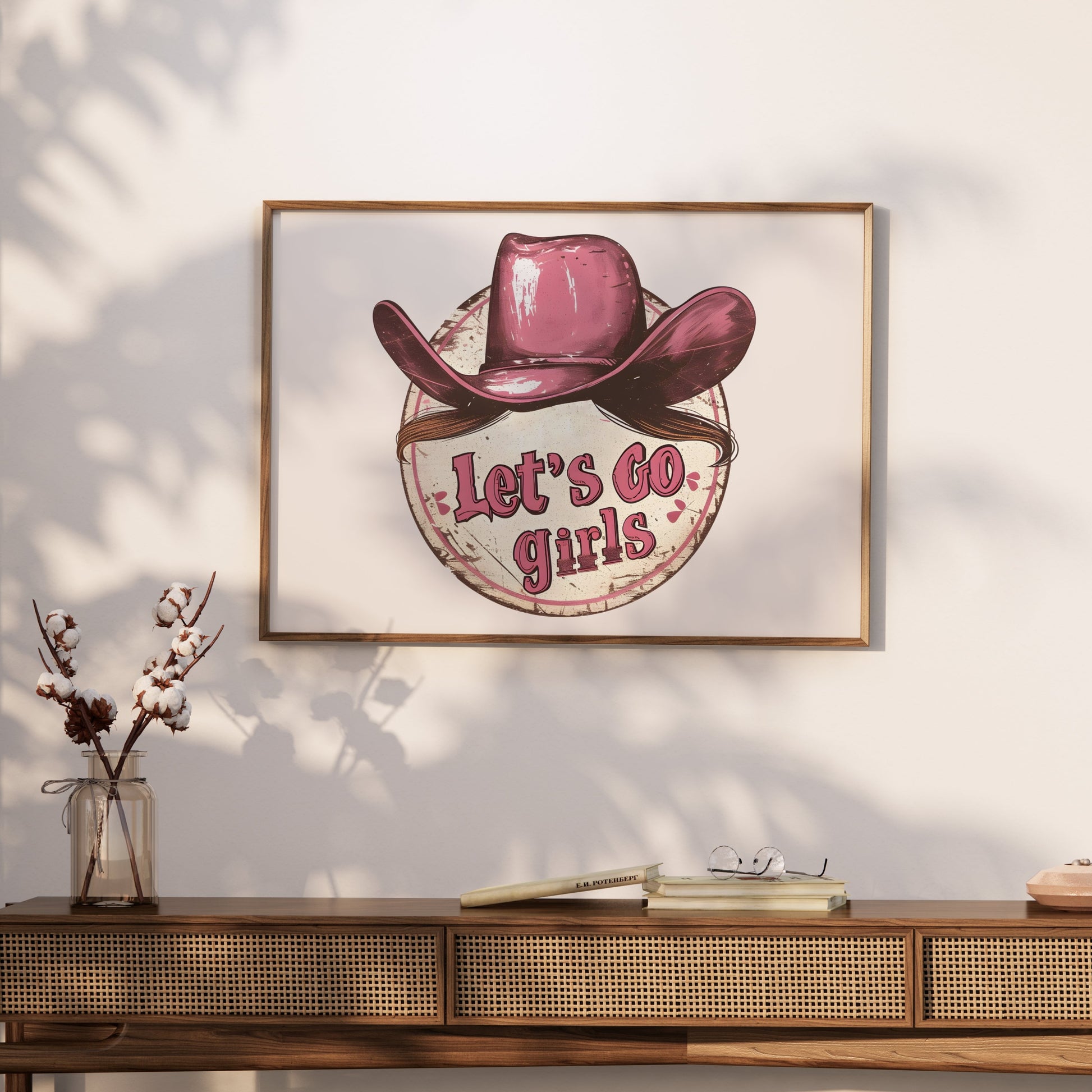 Premium Poster of Retro Cowgirl Hat Let's Go Girls Inspirational Posters