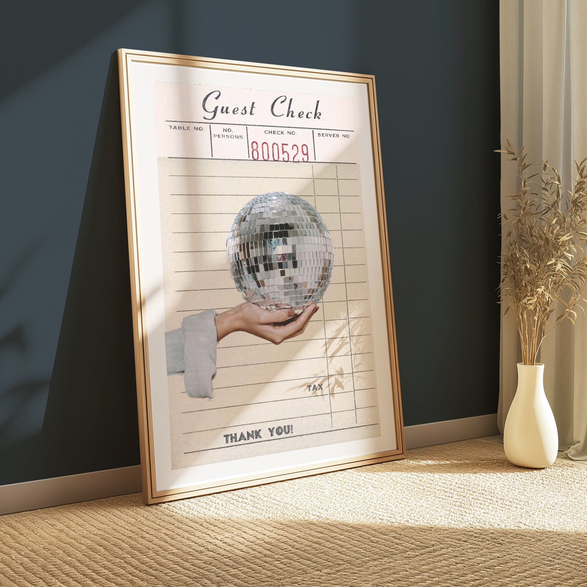 Premium Poster of Retro Disco Ball Hand Holding Vintage Style Posters