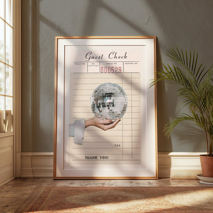 Premium Poster of Retro Disco Ball Hand Holding Vintage Style Posters