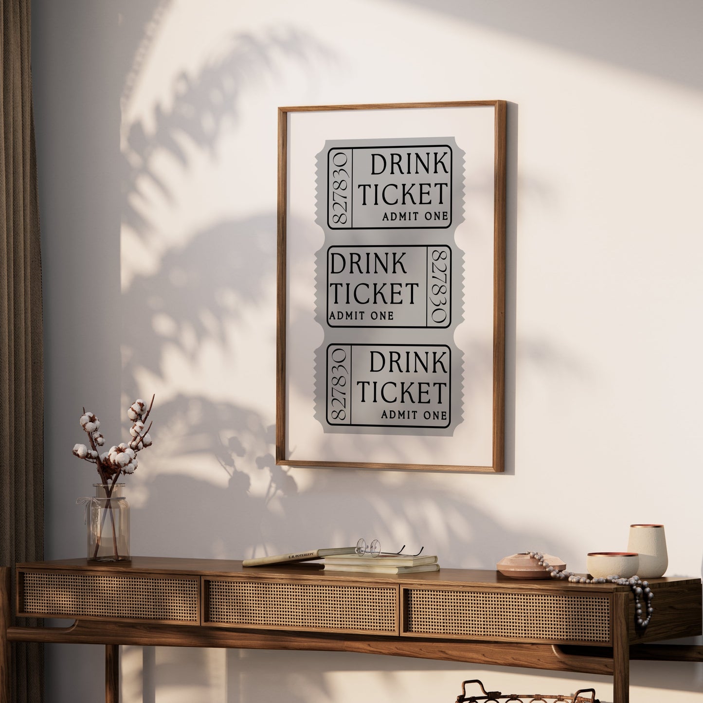 Premium Poster of Retro Drink Ticket Admit One Vintage Style Posters