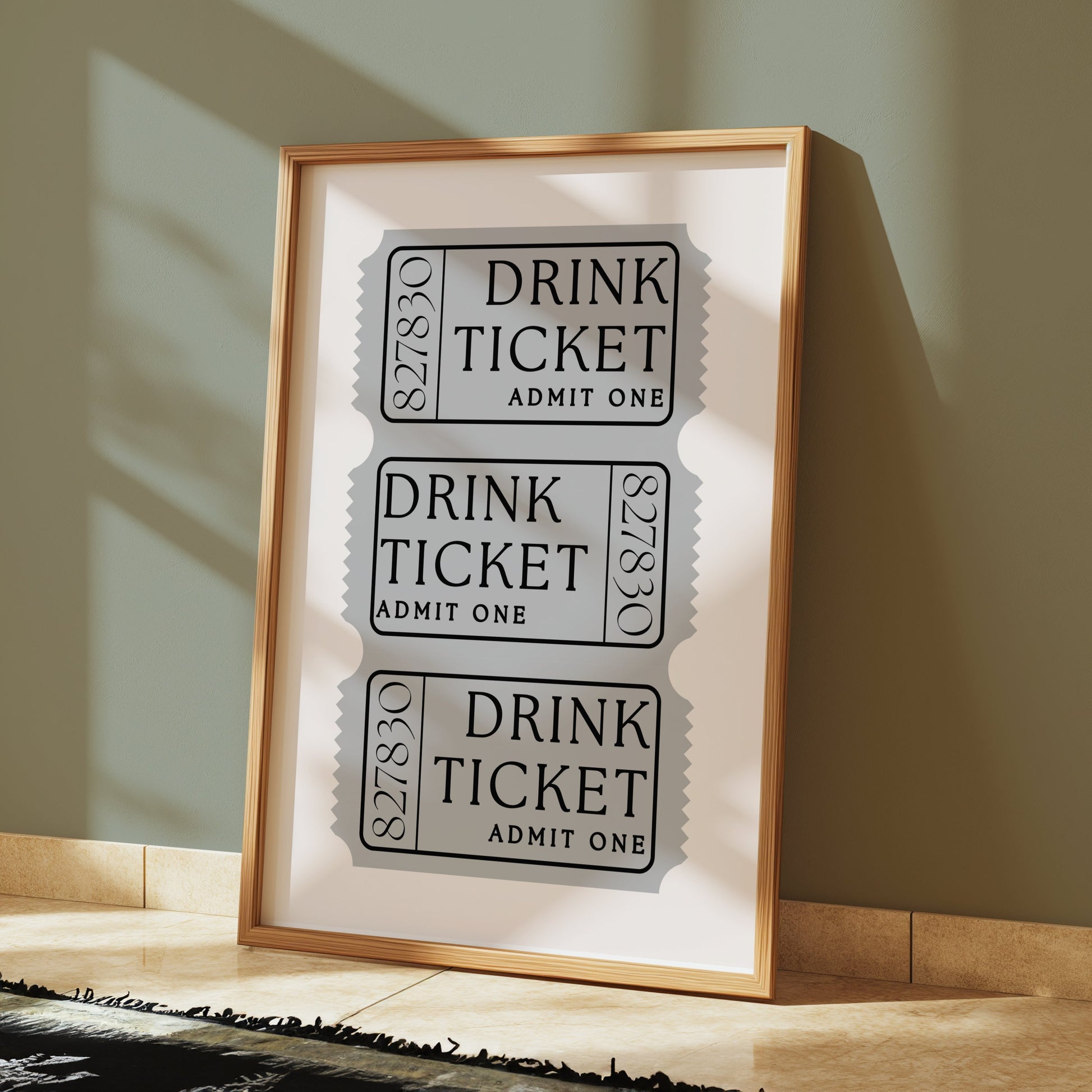 Premium Poster of Retro Drink Ticket Admit One Vintage Style Posters