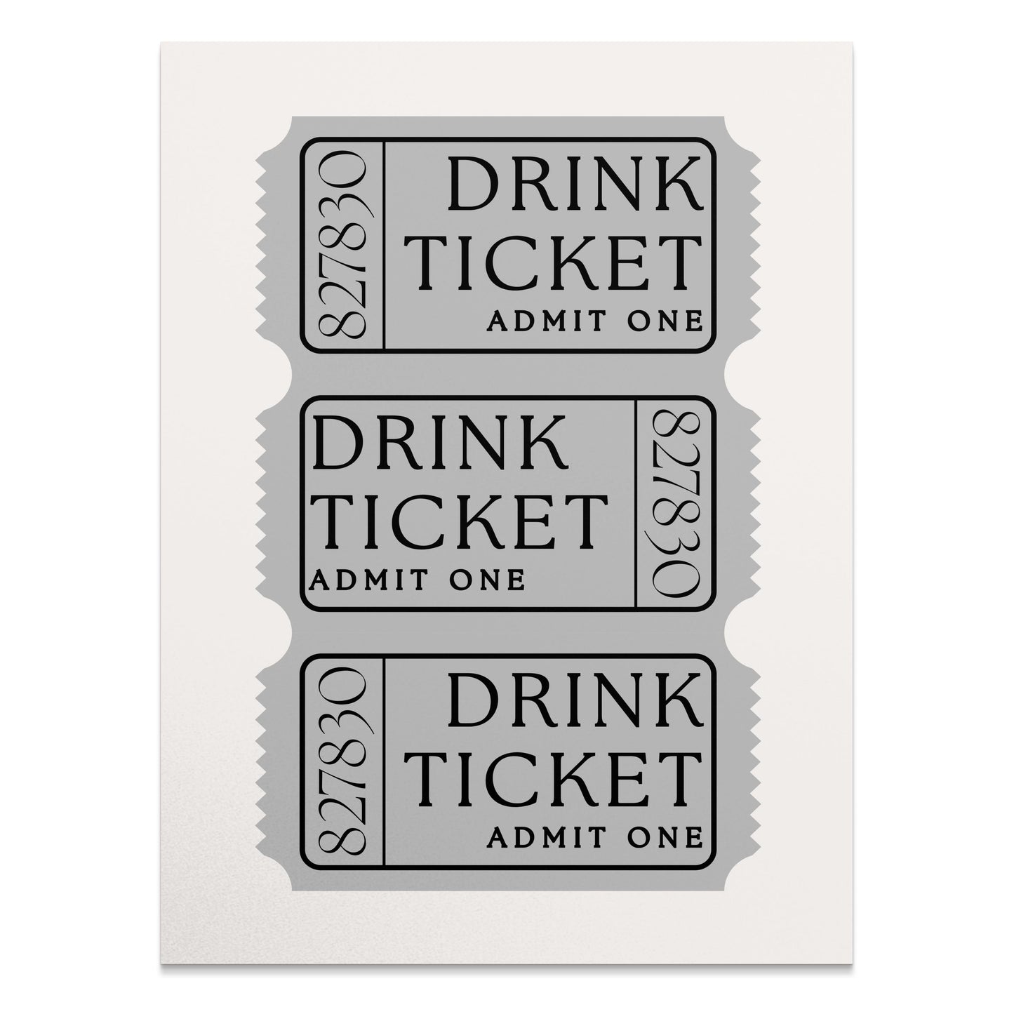 Premium Poster of Retro Drink Ticket Admit One Vintage Style Posters