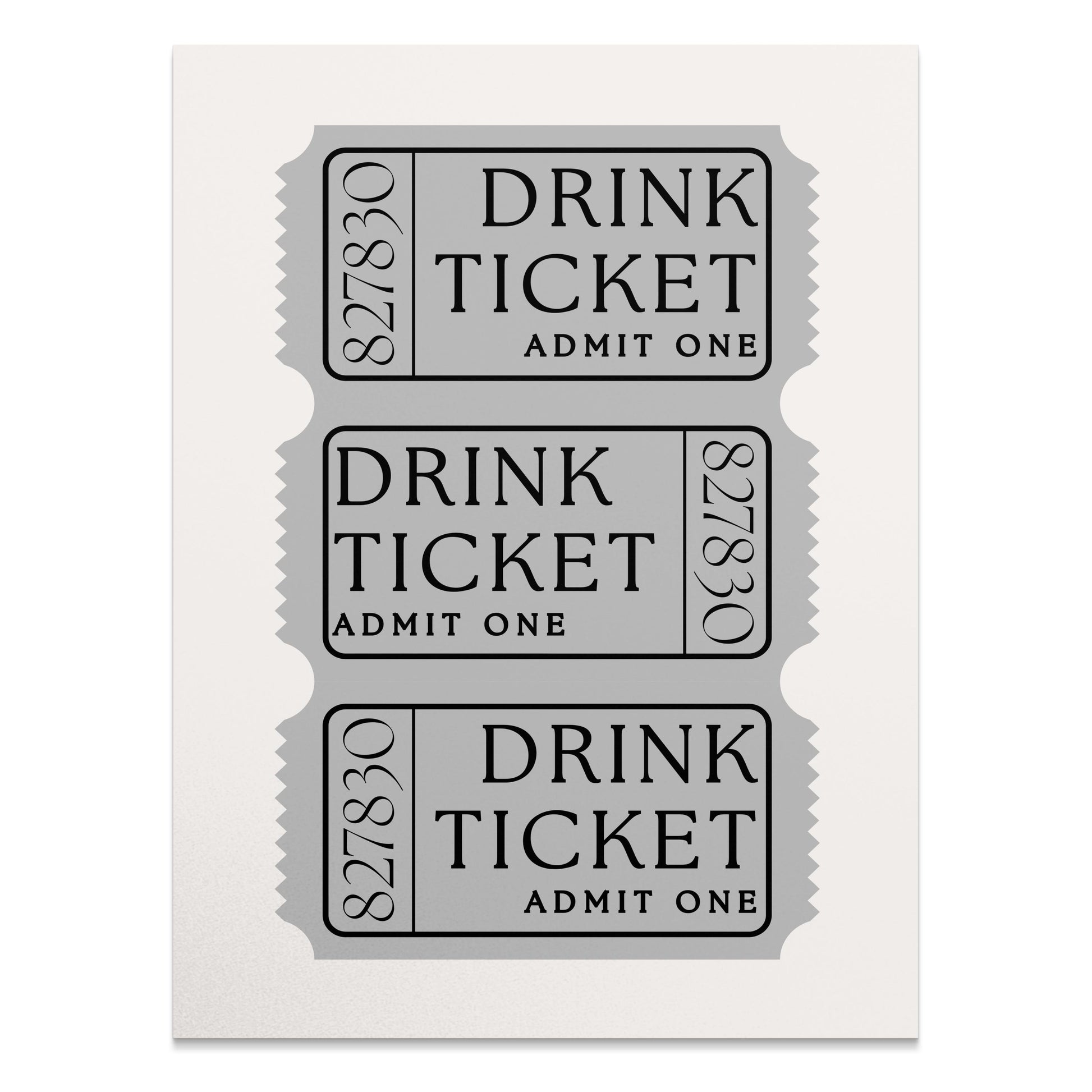 Premium Poster of Retro Drink Ticket Admit One Vintage Style Posters