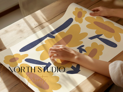 Premium Poster of Retro Floral Pattern Art Print Posters