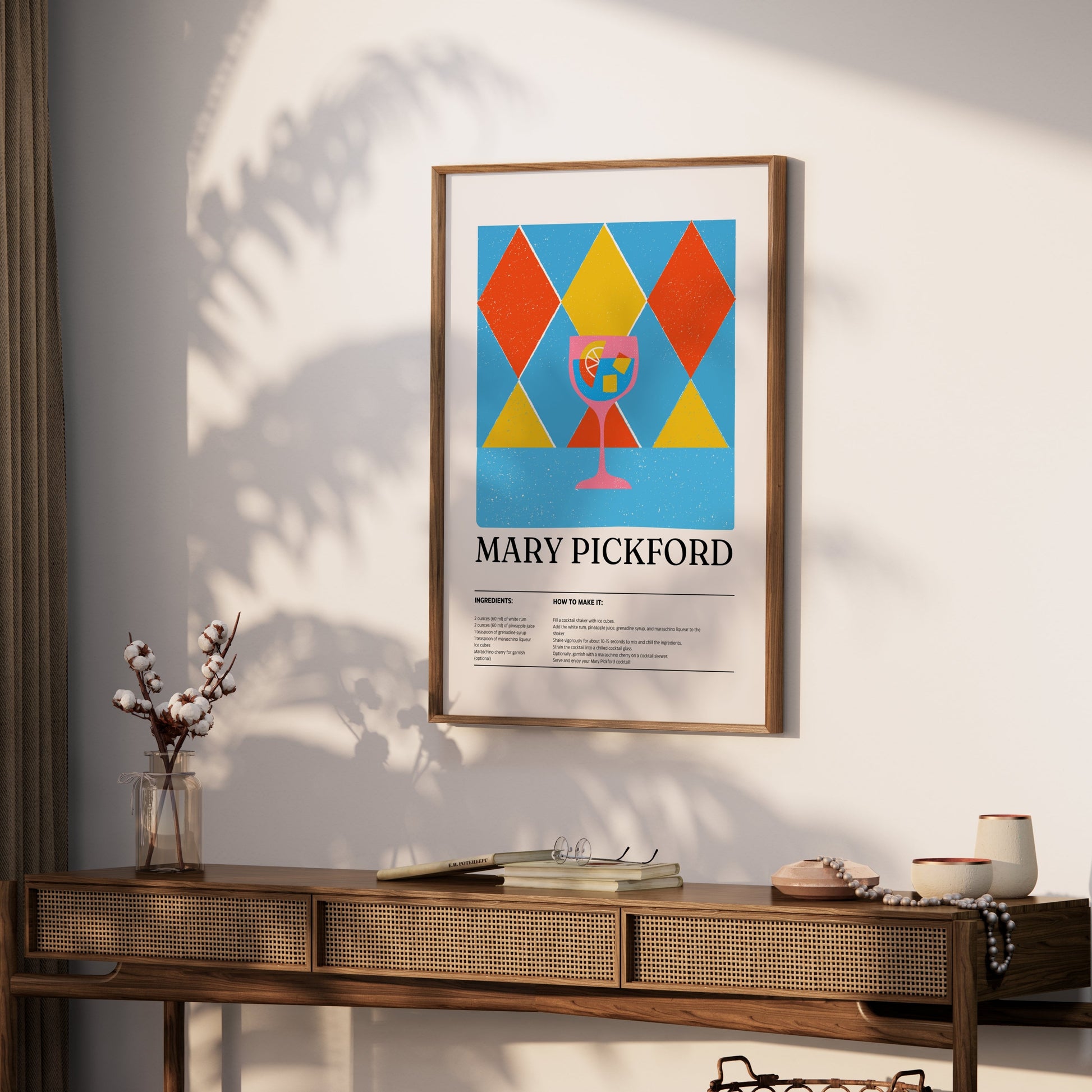 Premium Poster of Retro Fun Cocktail Recipe with Drink Chart Posters