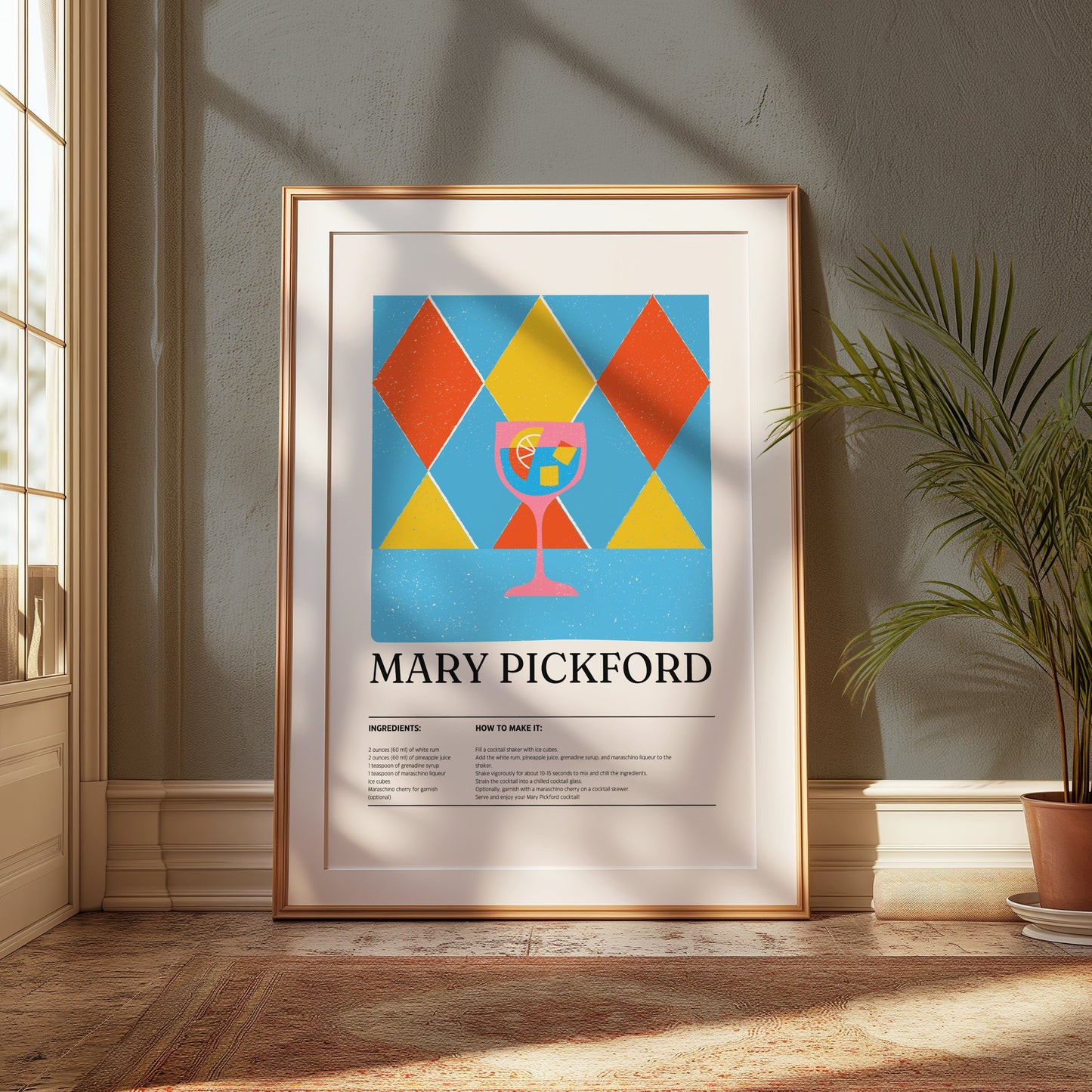 Premium Poster of Retro Fun Cocktail Recipe with Drink Chart Posters