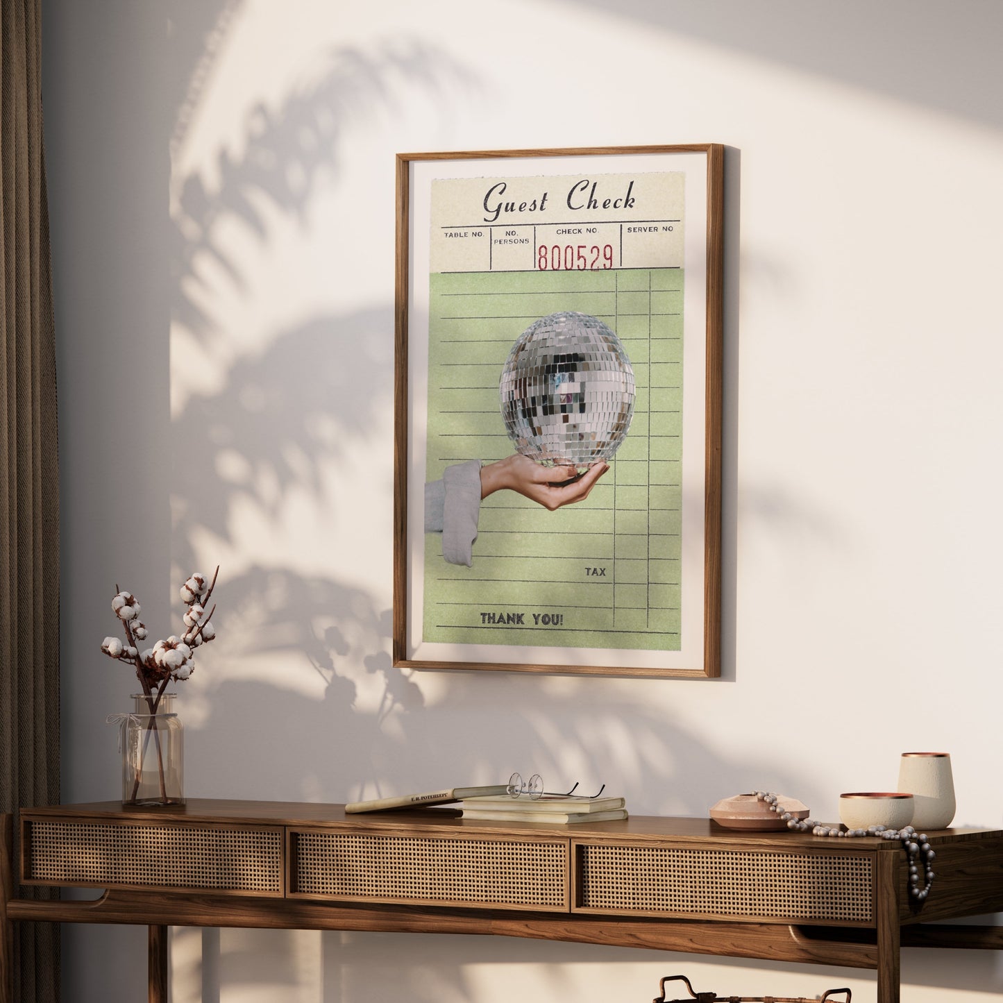 Premium Poster of Retro Guest Check Poster with Disco Ball Posters