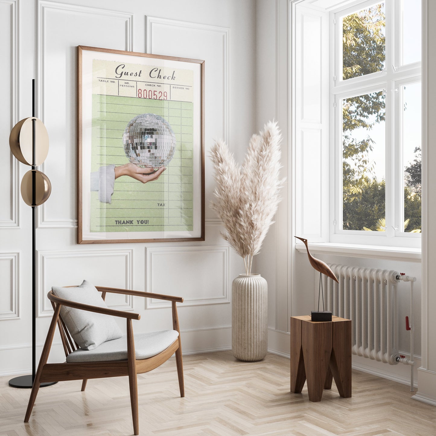 Premium Poster of Retro Guest Check Poster with Disco Ball Posters