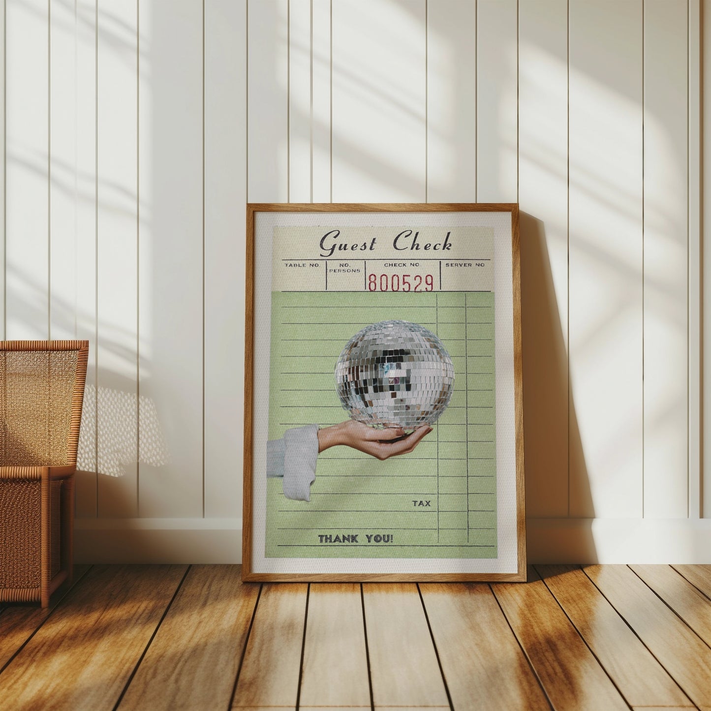 Premium Poster of Retro Guest Check Poster with Disco Ball Posters