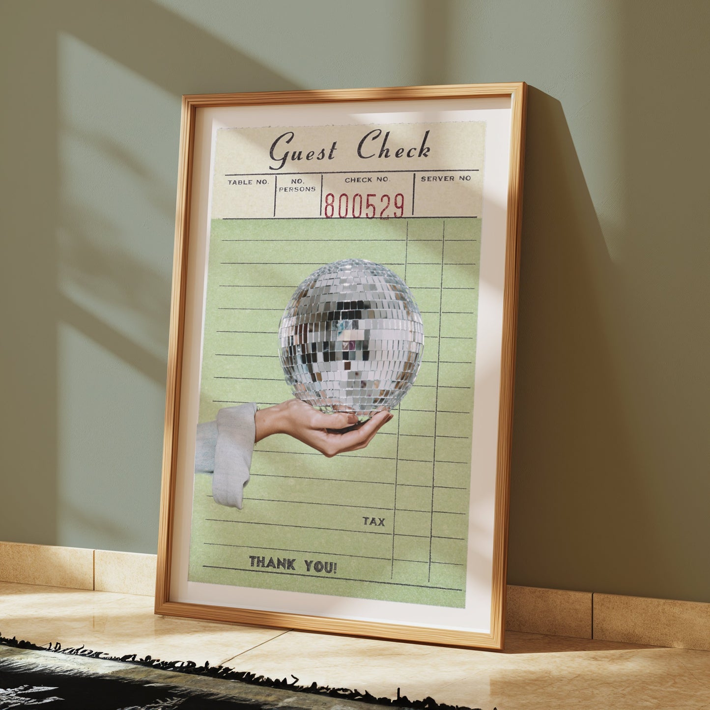 Premium Poster of Retro Guest Check Poster with Disco Ball Posters