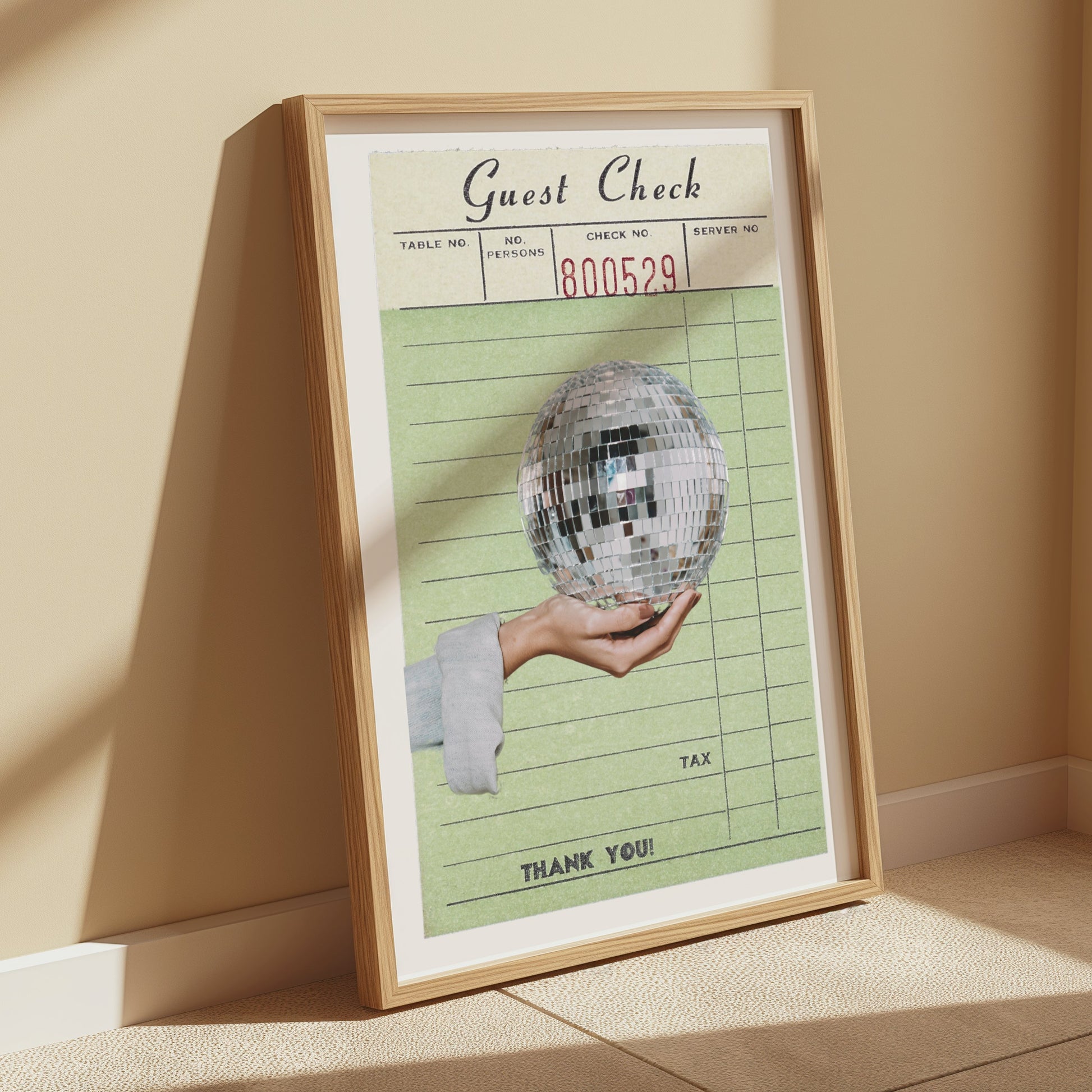 Premium Poster of Retro Guest Check Poster with Disco Ball Posters