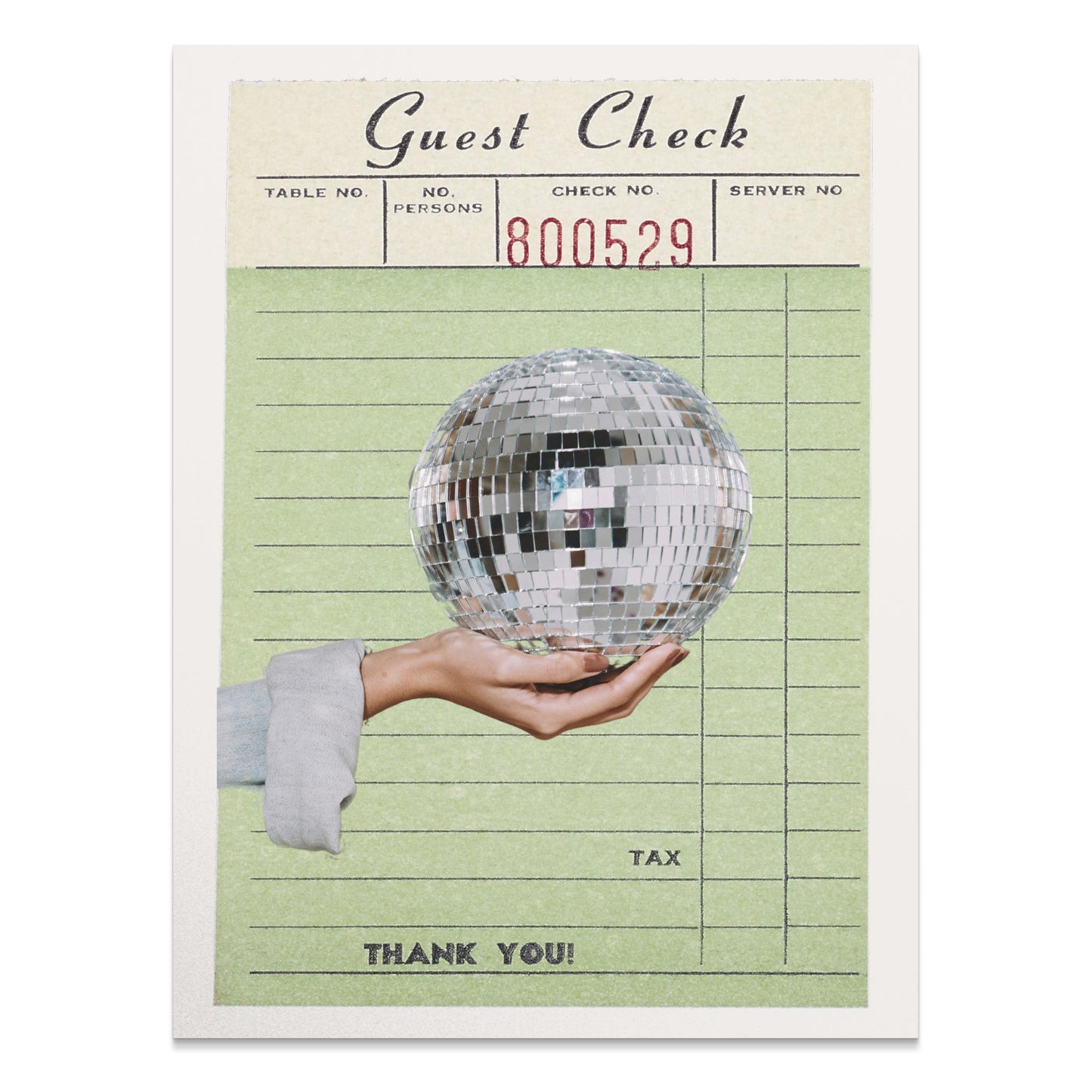 Premium Poster of Retro Guest Check Poster with Disco Ball Posters