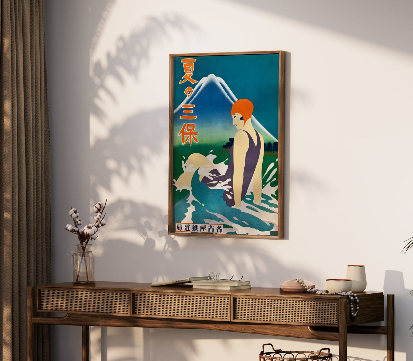 Premium Poster of Retro Japanese Art of Woman in Swimsuit Vintage Posters