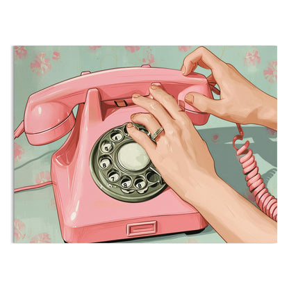 Premium Poster of Retro Pink Rotary Phone Art Vintage Style Posters