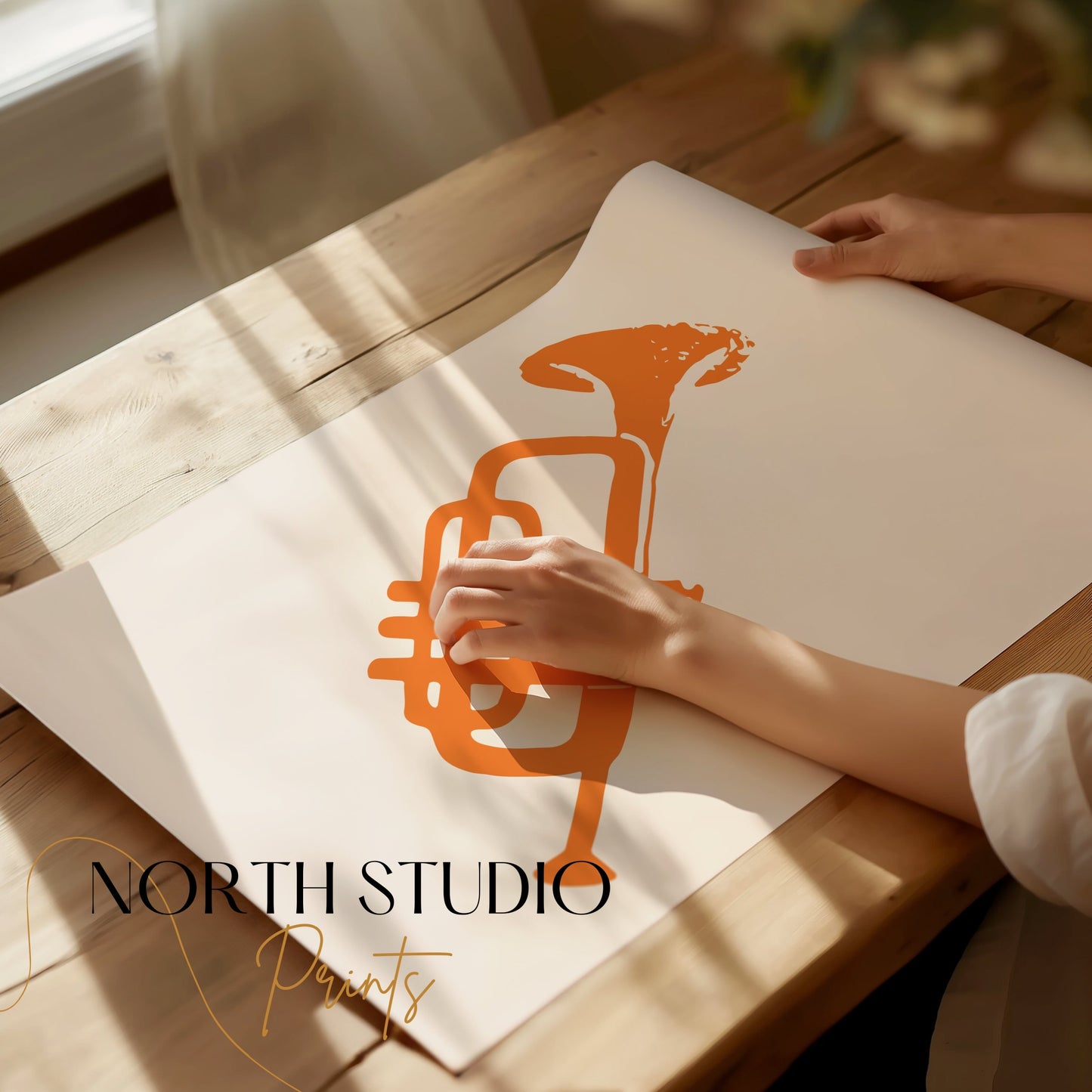 Premium Poster of Retro Style Abstract Trumpet Art Print Posters