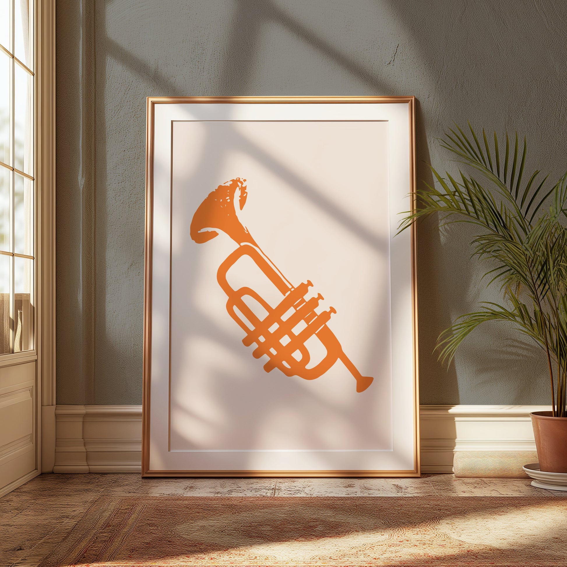 Premium Poster of Retro Style Abstract Trumpet Art Print Posters