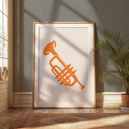 Premium Poster of Retro Style Abstract Trumpet Art Print Posters