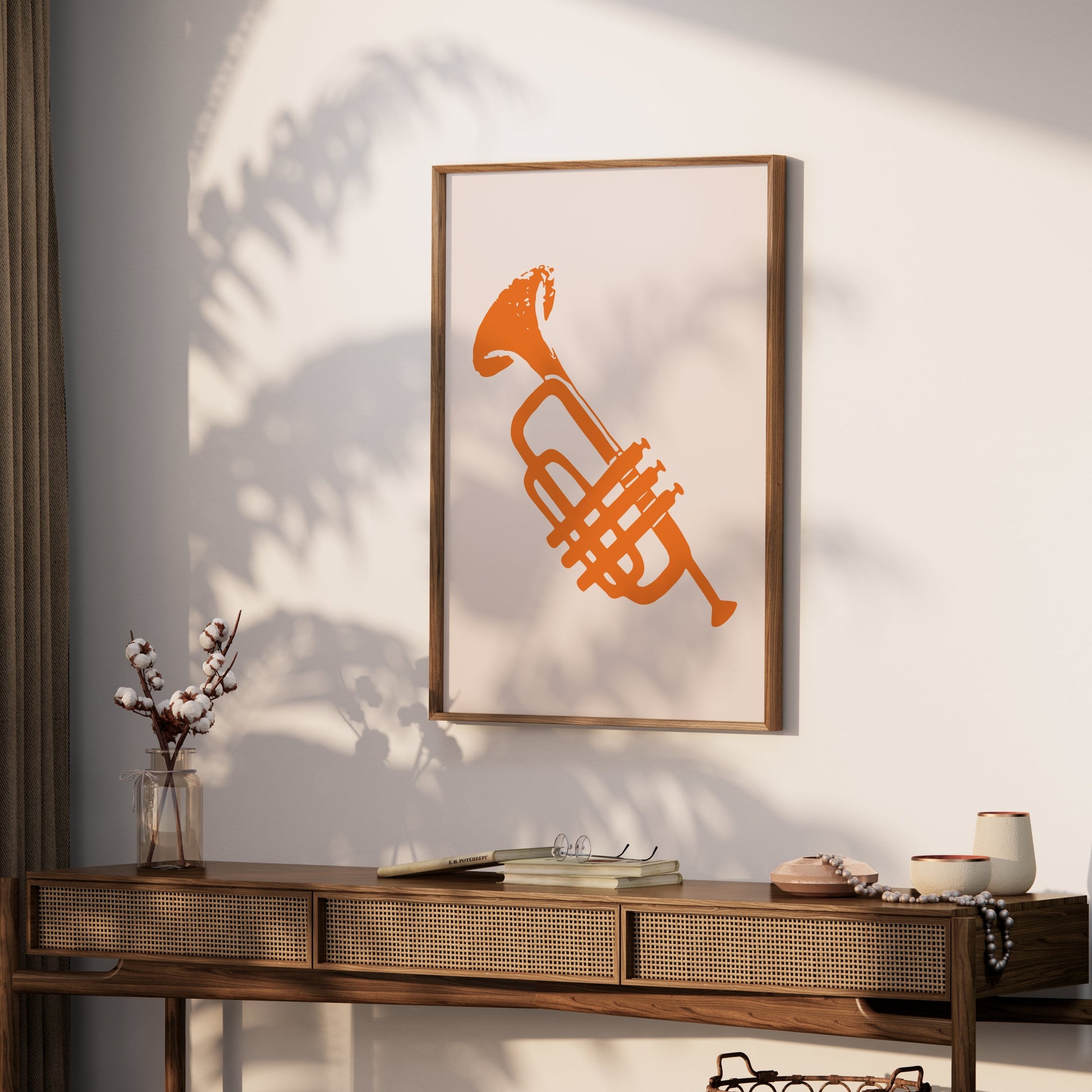 Premium Poster of Retro Style Abstract Trumpet Art Print Posters