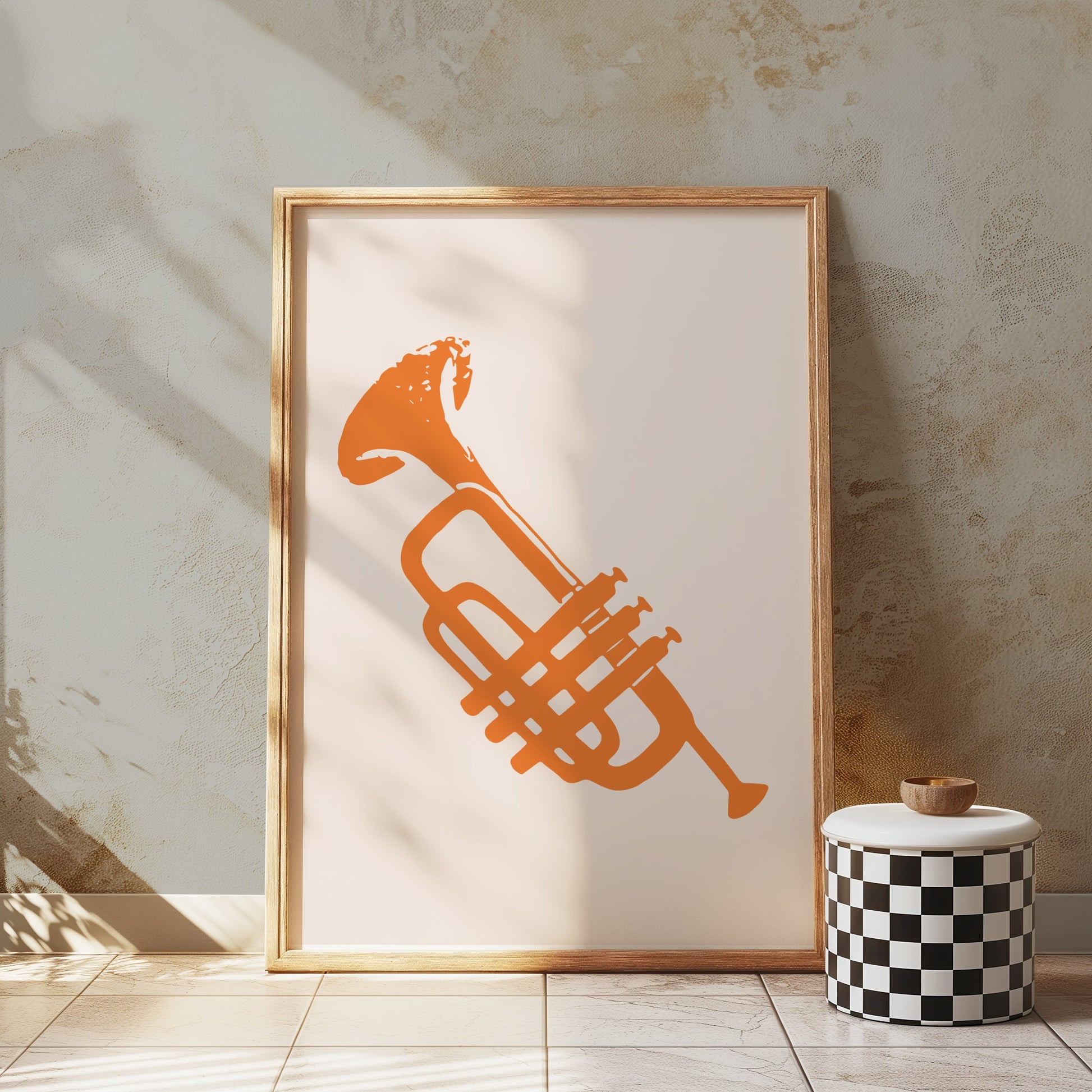 Premium Poster of Retro Style Abstract Trumpet Art Print Posters