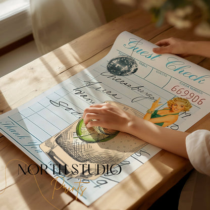 Premium Poster of Retro Style Cocktail Art with Guest Check Posters