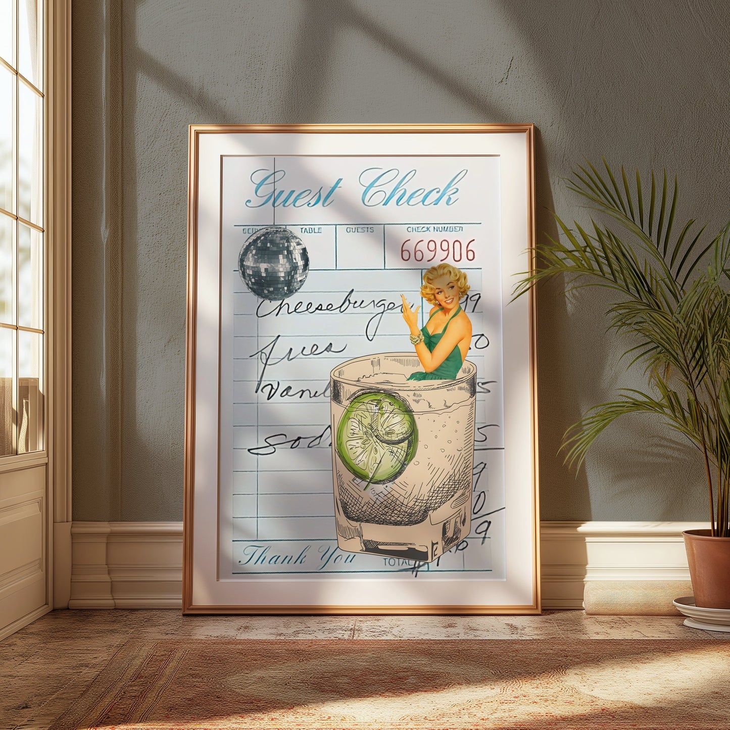 Premium Poster of Retro Style Cocktail Art with Guest Check Posters