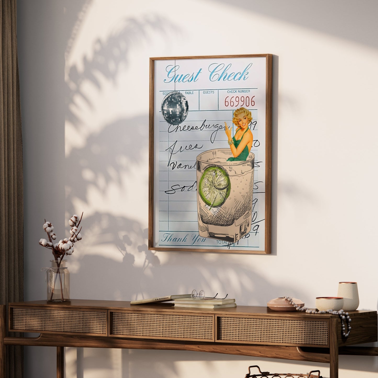 Premium Poster of Retro Style Cocktail Art with Guest Check Posters