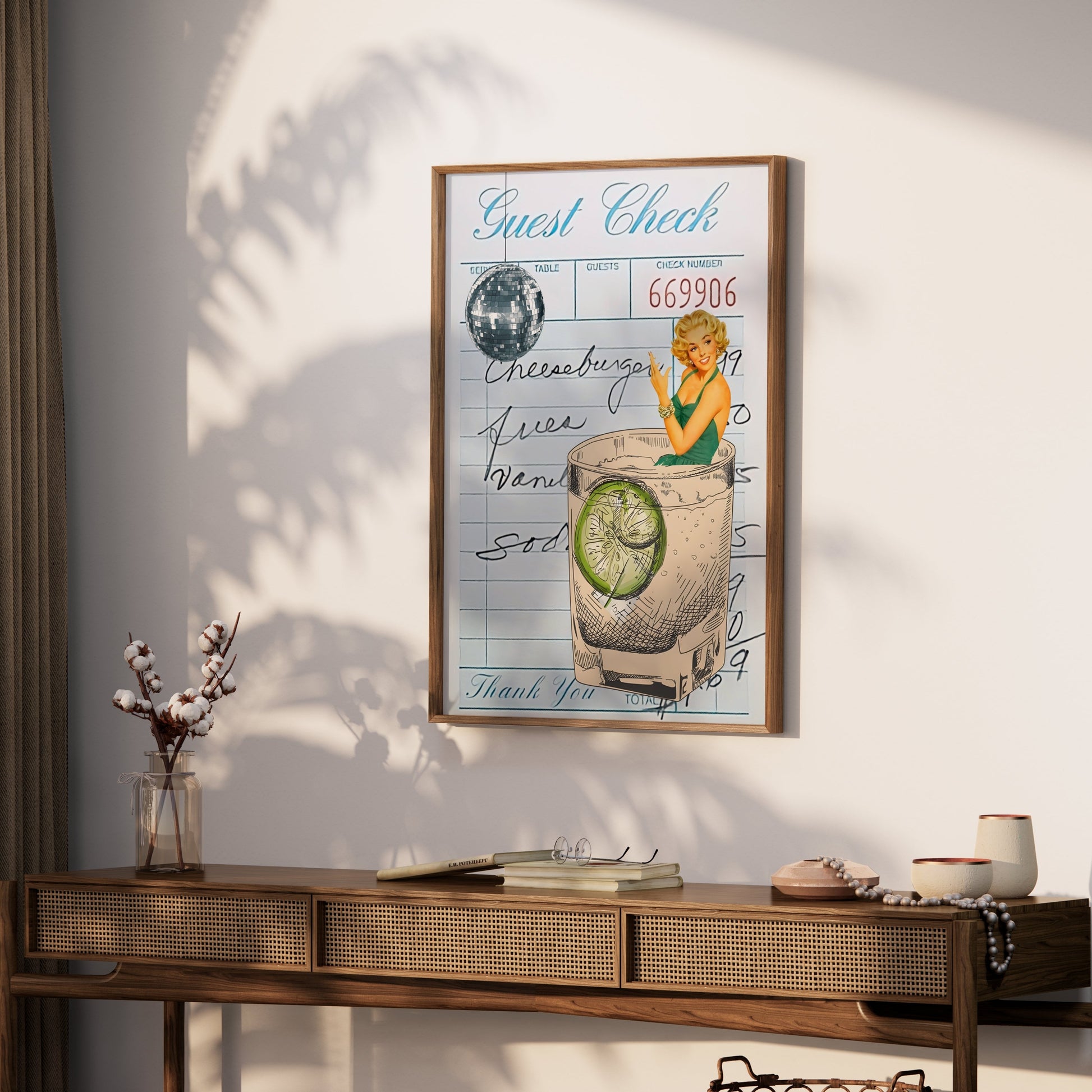 Premium Poster of Retro Style Cocktail Art with Guest Check Posters