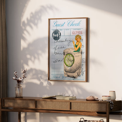 Premium Poster of Retro Style Cocktail Art with Guest Check Posters
