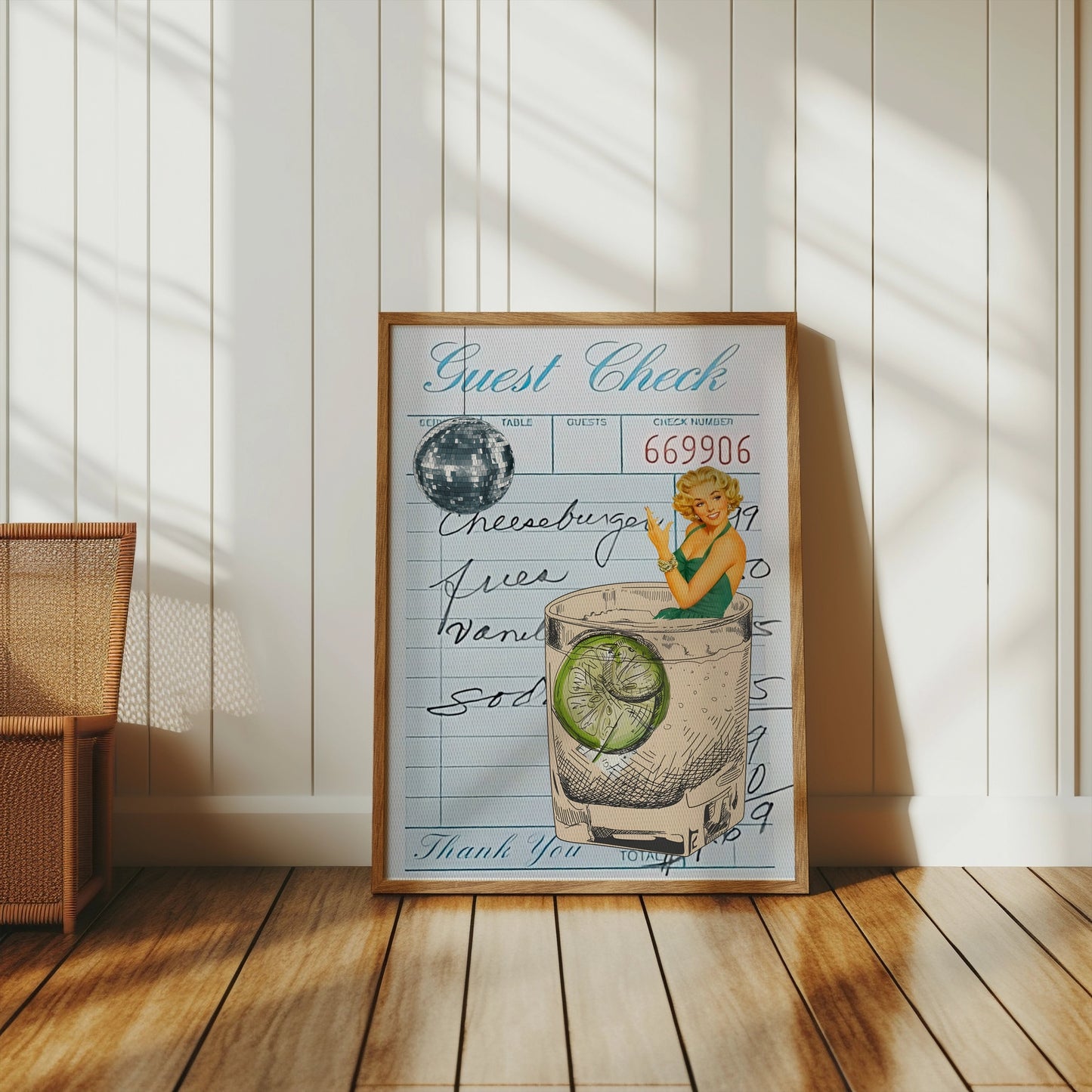 Premium Poster of Retro Style Cocktail Art with Guest Check Posters