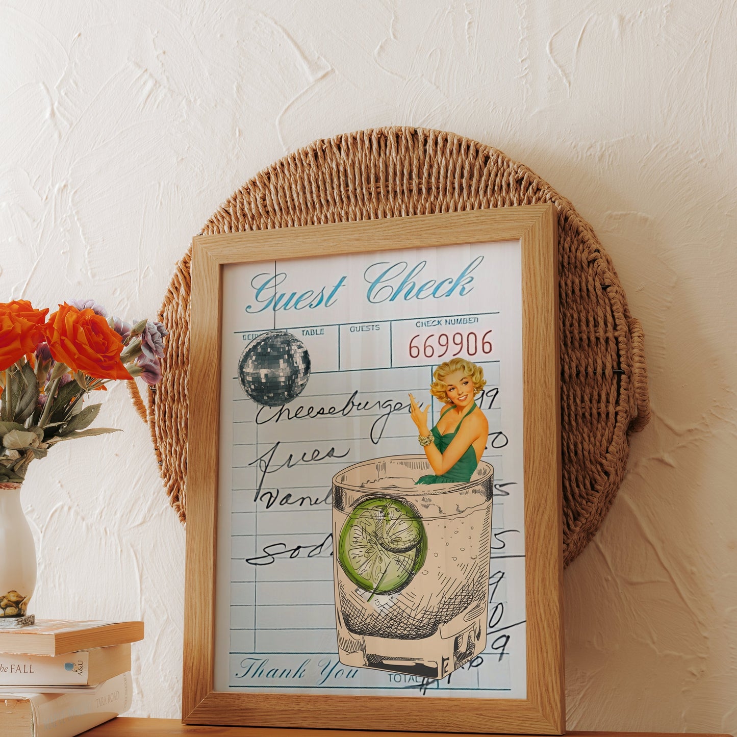 Premium Poster of Retro Style Cocktail Art with Guest Check Posters