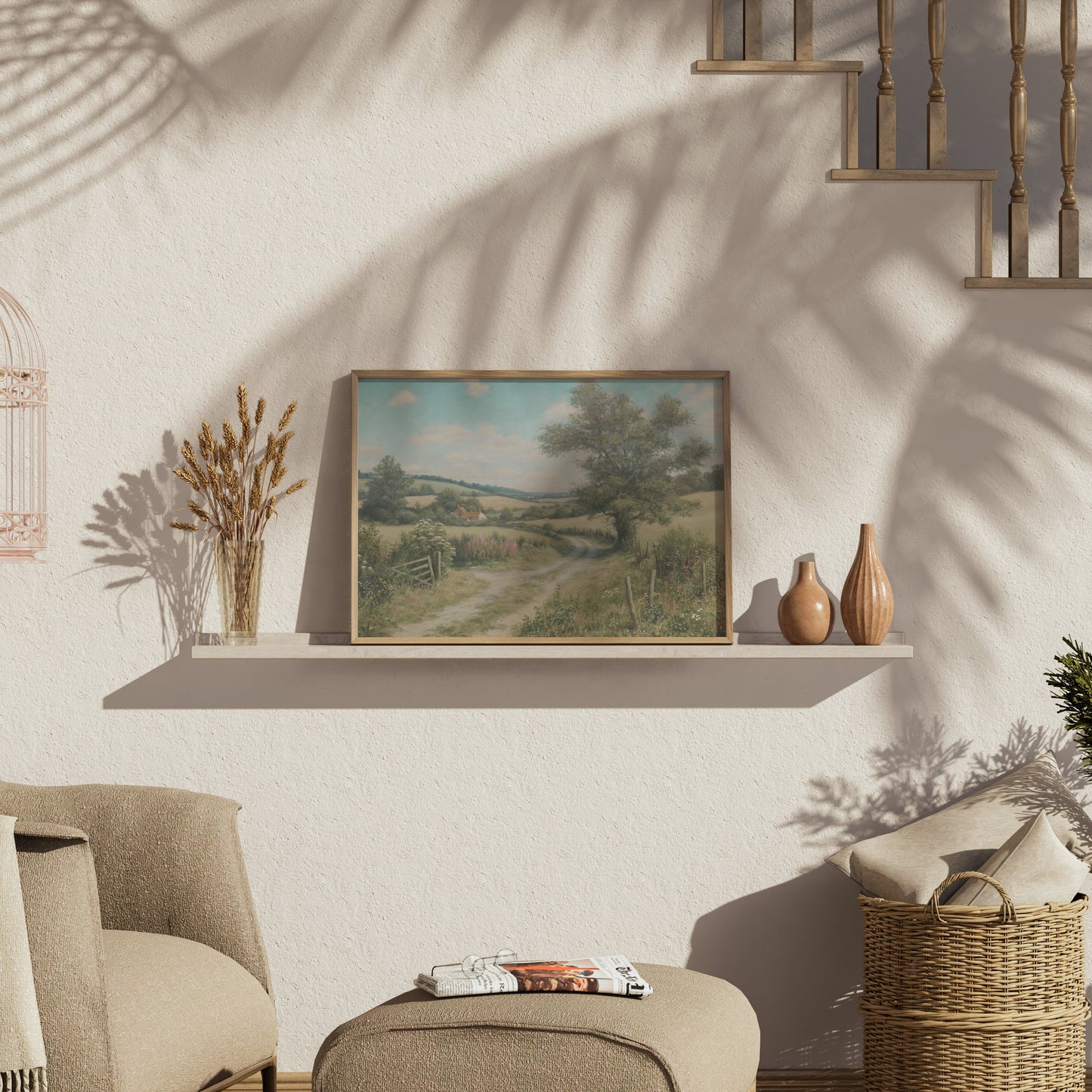 Premium Poster of Road Leading to Countryside Scenery Posters