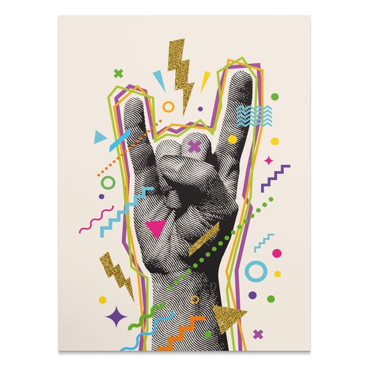Premium Poster of Rock On Hand Gesture Colorful Abstract Art Posters