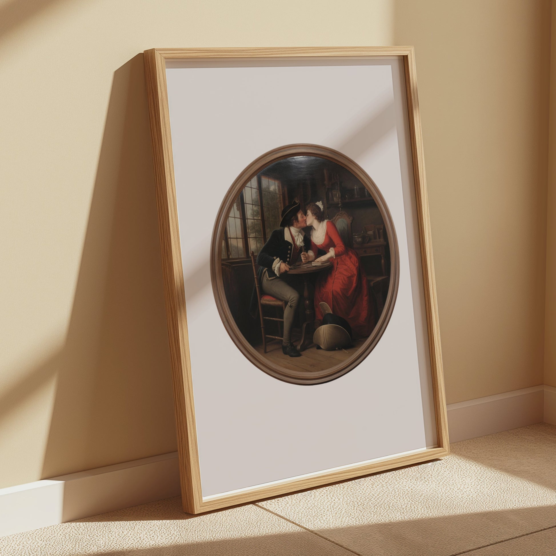 Premium Poster of Romantic Art Depiction Vintage Lovers in Cafe Posters