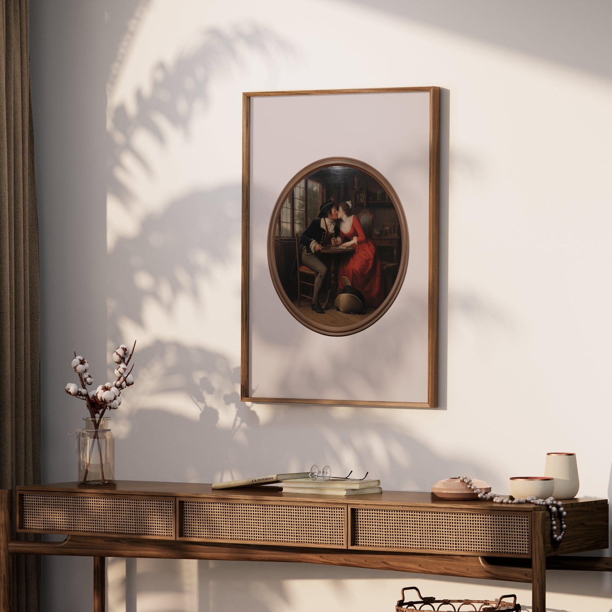 Premium Poster of Romantic Art Depiction Vintage Lovers in Cafe Posters