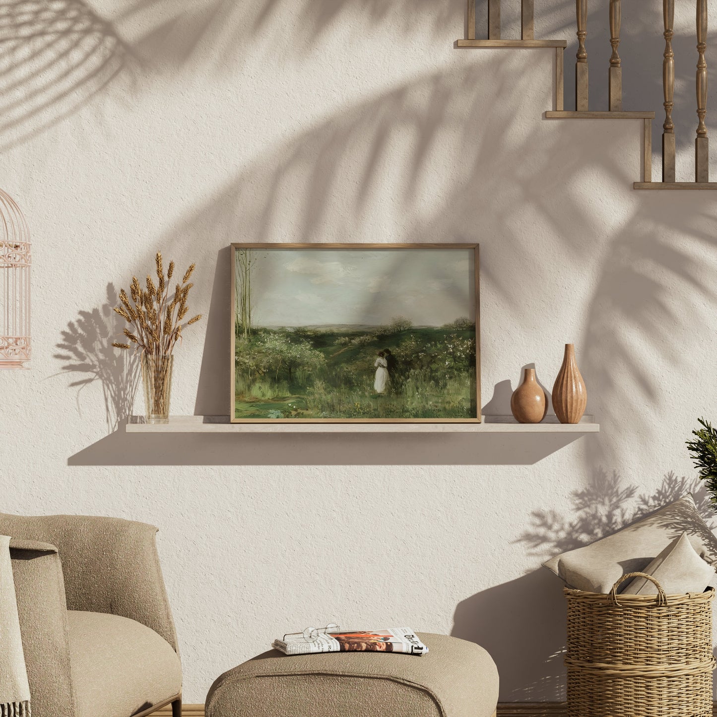 Premium Poster of Romantic Landscape with Couples in Greenery Posters