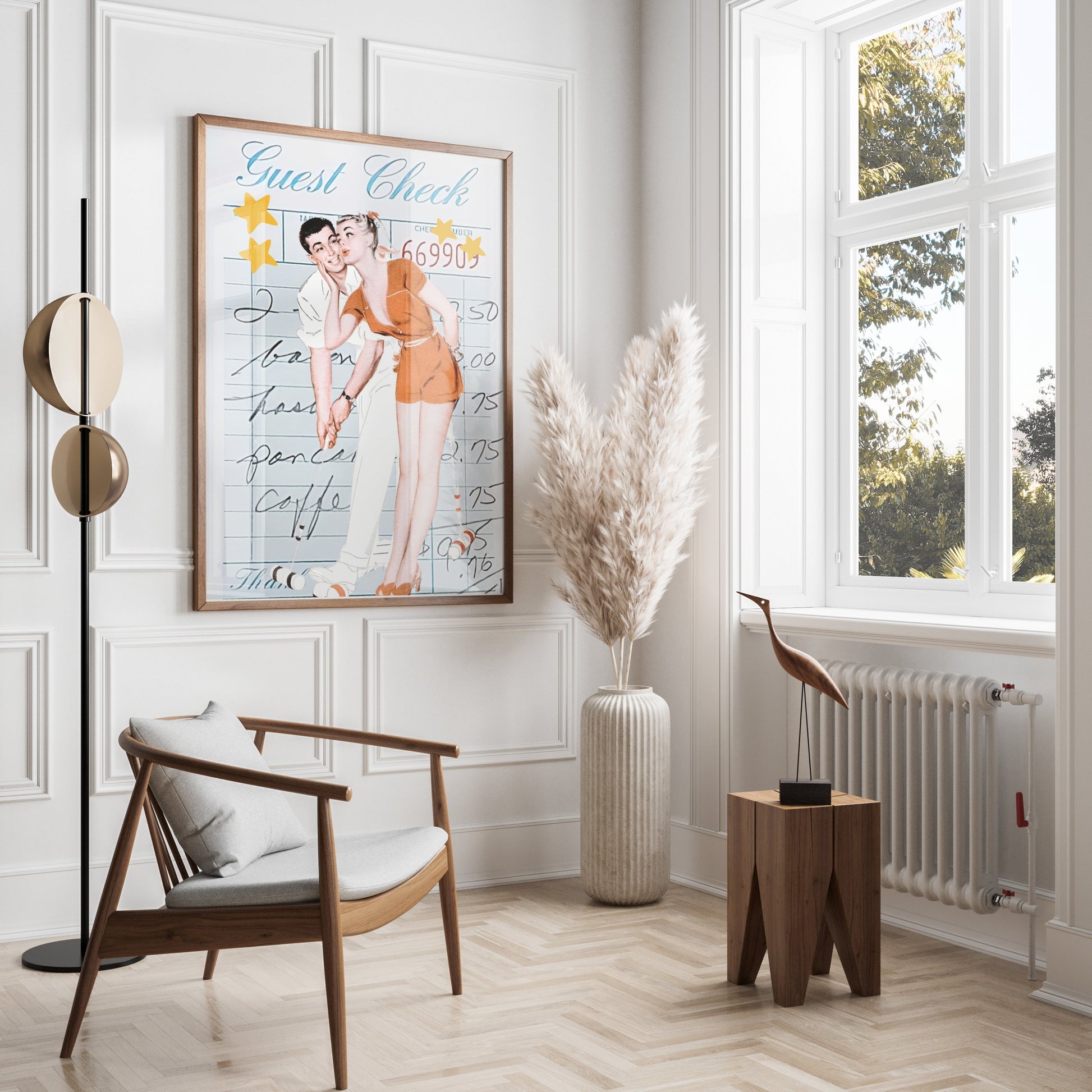 Premium Poster of Romantic Retro Couple on Guest Check Posters