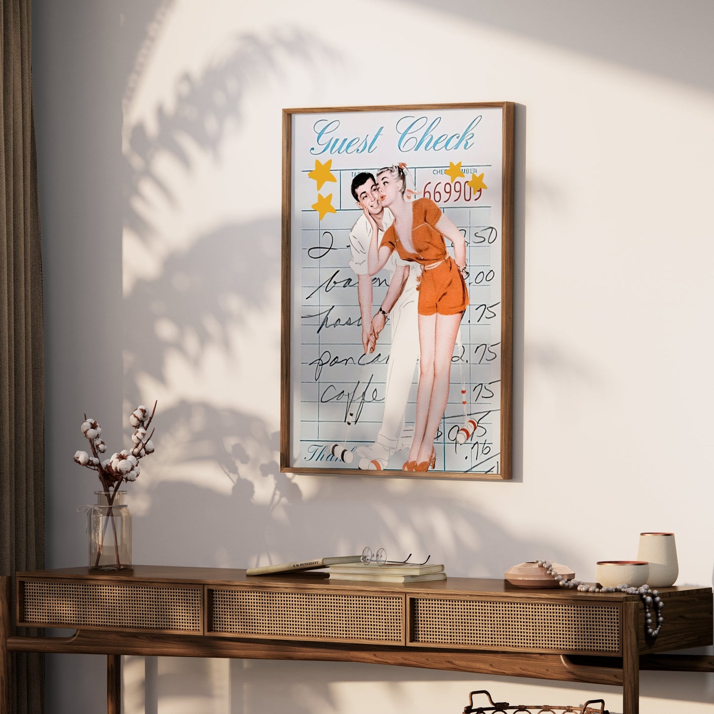 Premium Poster of Romantic Retro Couple on Guest Check Posters