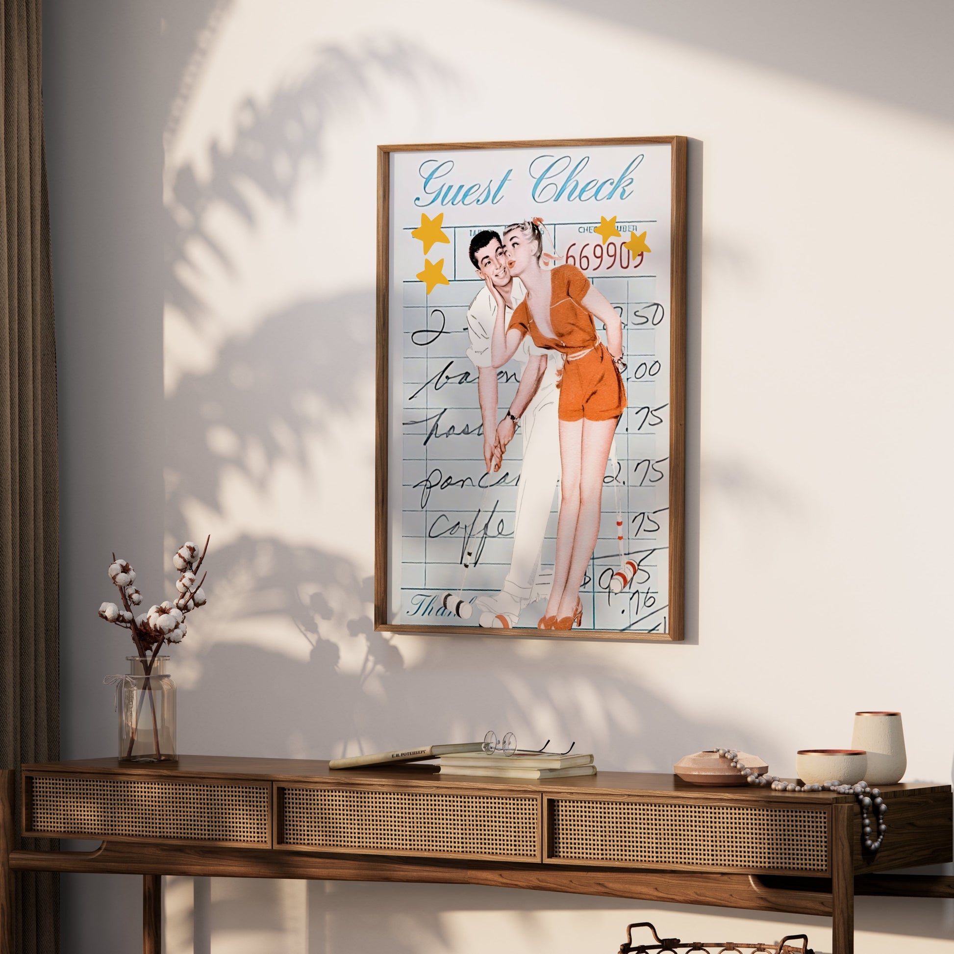 Premium Poster of Romantic Retro Couple on Guest Check Posters