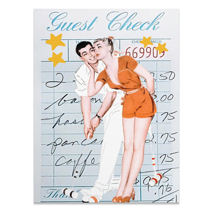 Premium Poster of Romantic Retro Couple on Guest Check Posters