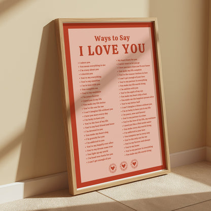 Premium Poster of Romantic Ways to Say I Love You Posters