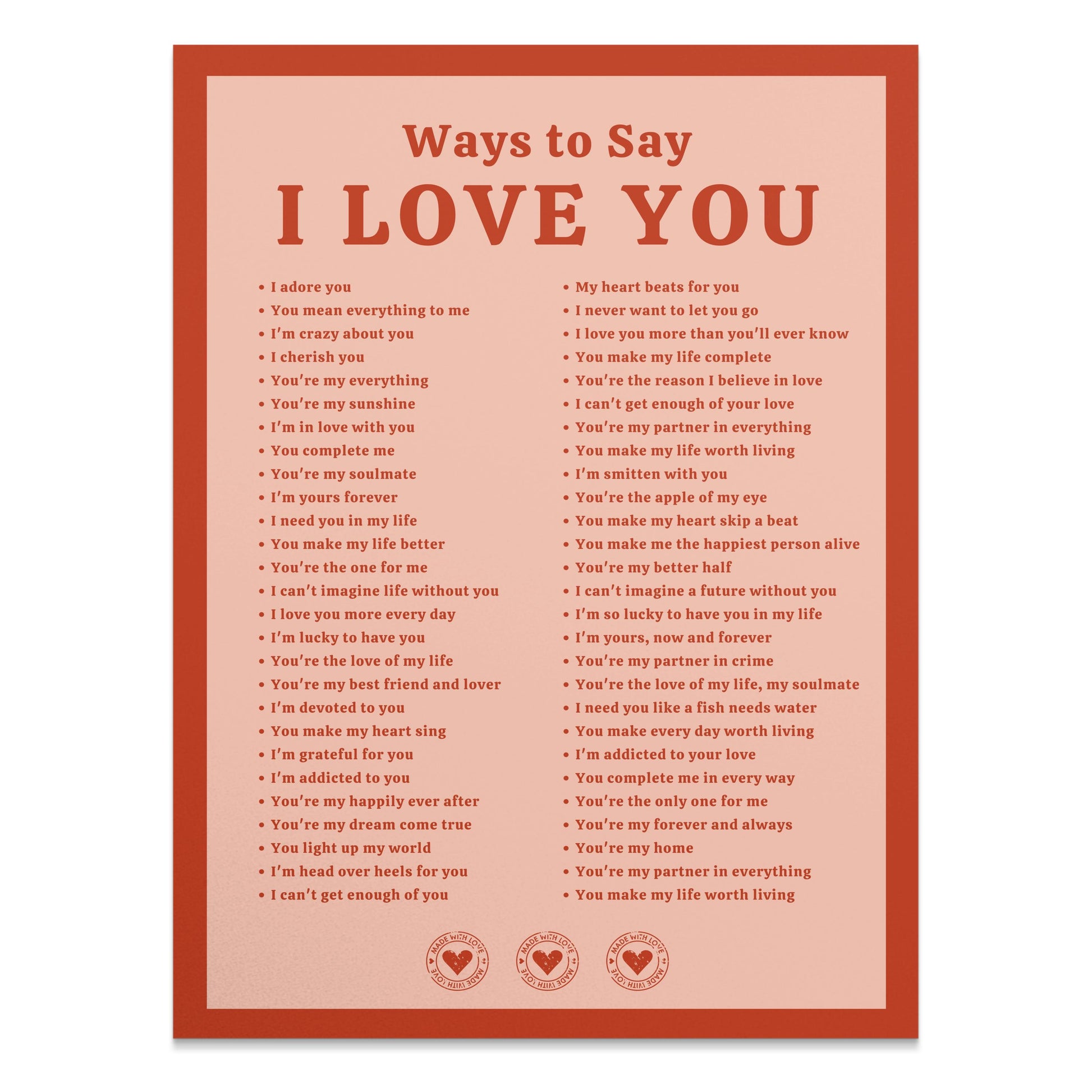 Premium Poster of Romantic Ways to Say I Love You Posters
