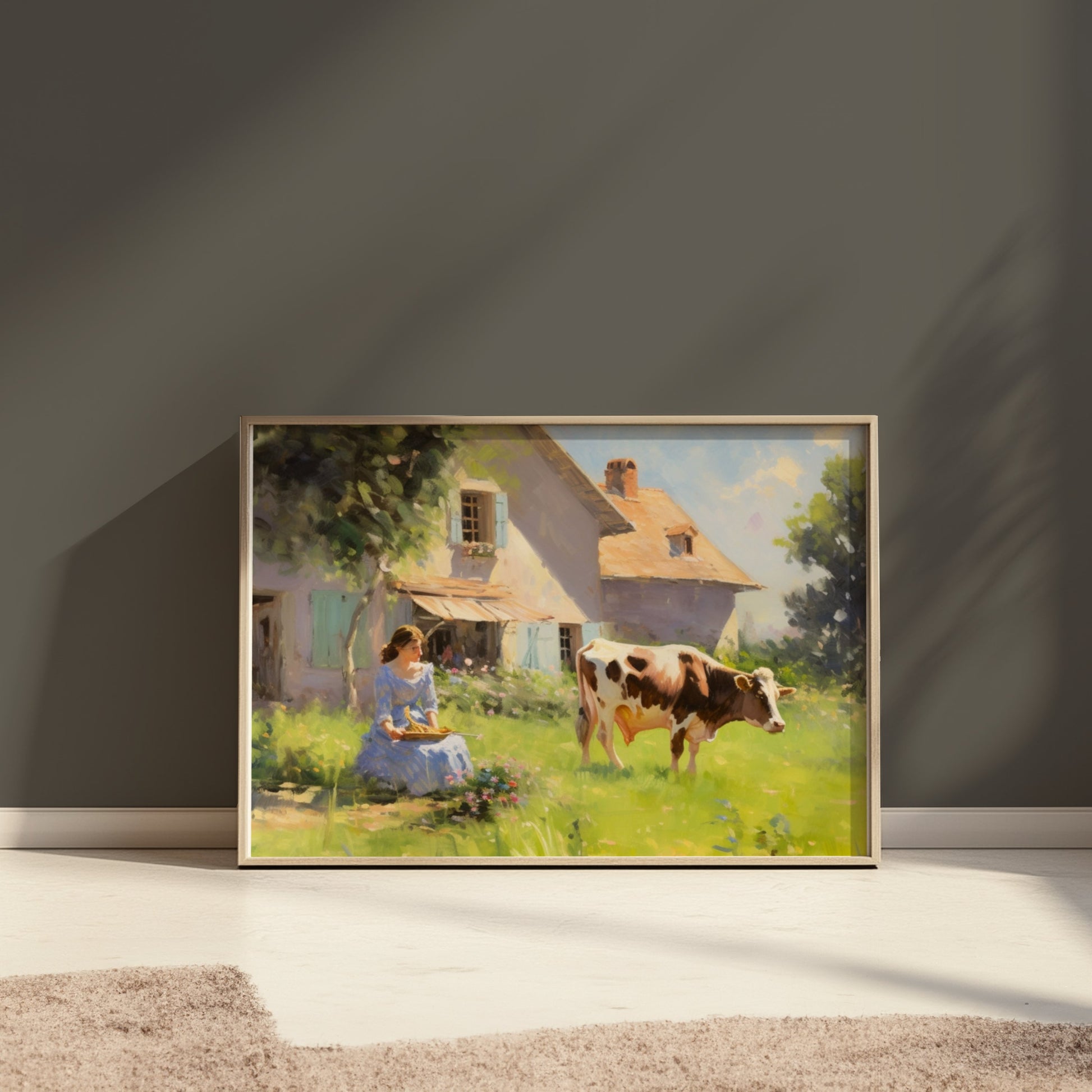 Premium Poster of Rustic Country House and Farm Life Art Print Posters