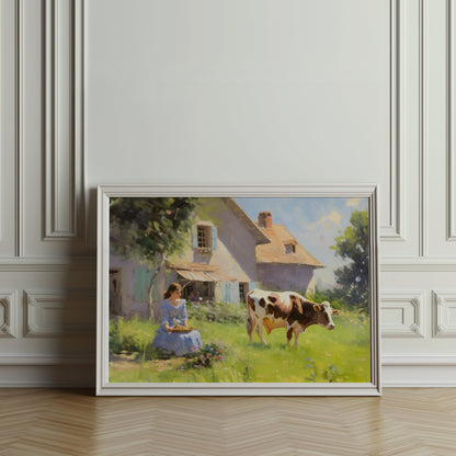 Premium Poster of Rustic Country House and Farm Life Art Print Posters