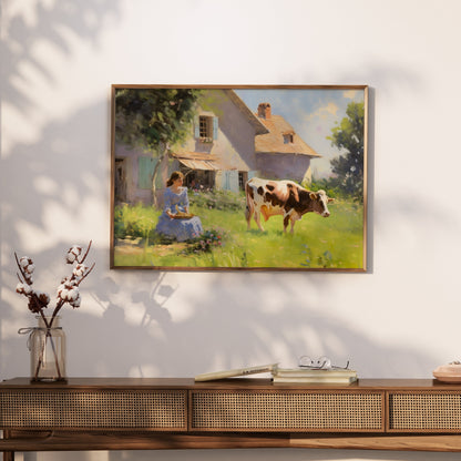 Premium Poster of Rustic Country House and Farm Life Art Print Posters