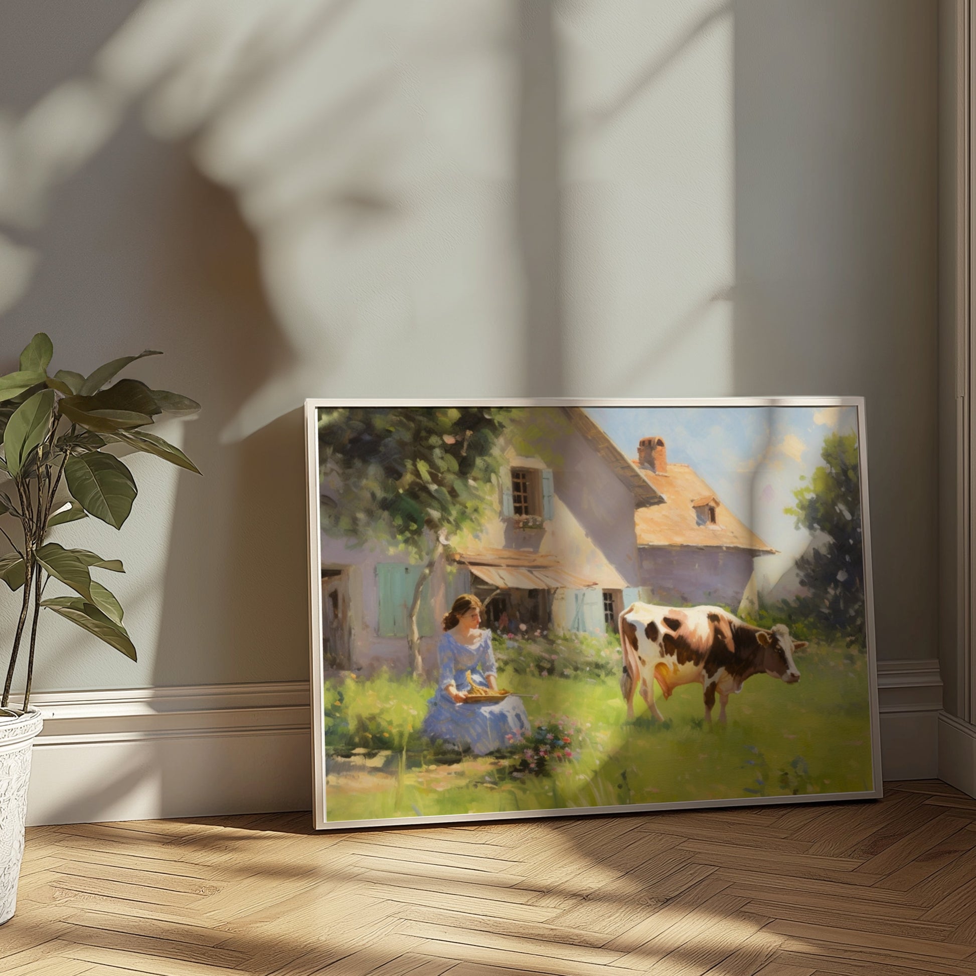Premium Poster of Rustic Country House and Farm Life Art Print Posters